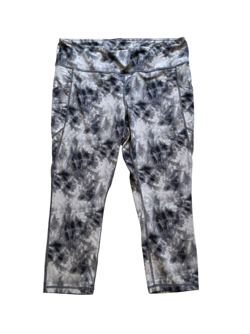 J Jill Fit Performance Leggings Tie-Dye Gray Black Size Petite Large